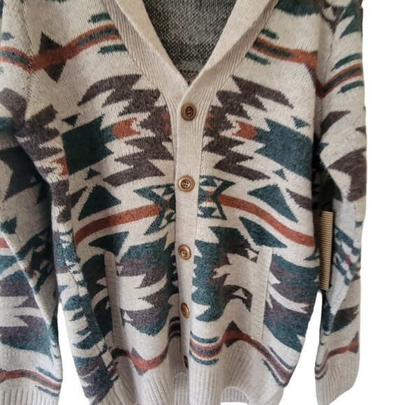 ETHAN PIERCE Cardigan Wool Blend ‎ Southwestern Aztec MEDIUM - Picture 3 of 6